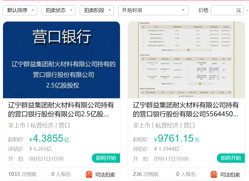 下周开始！这家银行第一大股东股权被拍卖 拍卖程序 股权 银行 行业新闻 第1张