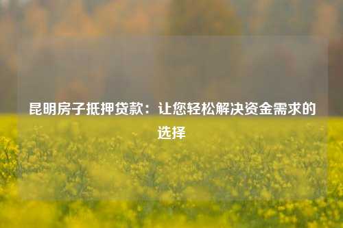 昆明房子抵押贷款：让您轻松解决资金需求的选择 贷款 昆明 抵押贷款 房产贷款 第1张