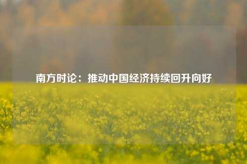 南方时论：推动中国经济持续回升向好 宏观经济 经济 行业新闻 第1张