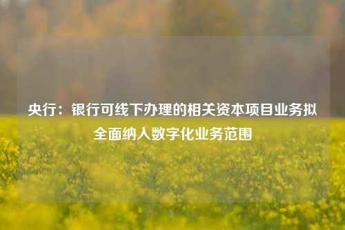 央行：银行可线下办理的相关资本项目业务拟全面纳入数字化业务范围 业务范围 资本项目 银行 行业新闻 第1张