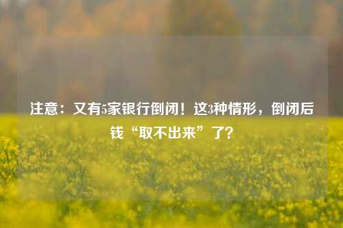 注意：又有5家银行倒闭！这3种情形，倒闭后钱“取不出来”了？ 金融 银行 行业新闻 第1张