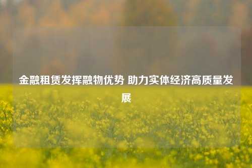 金融租赁发挥融物优势 助力实体经济高质量发展 经济 金融 金融租赁公司 行业新闻 第1张