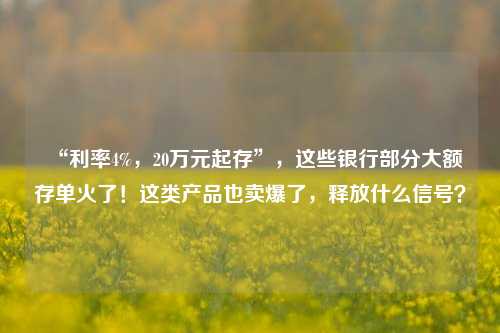 “利率4%，20万元起存”，这些银行部分大额存单火了！这类产品也卖爆了，释放什么信号？ 存款利率 民营银行 银行 行业新闻 第1张