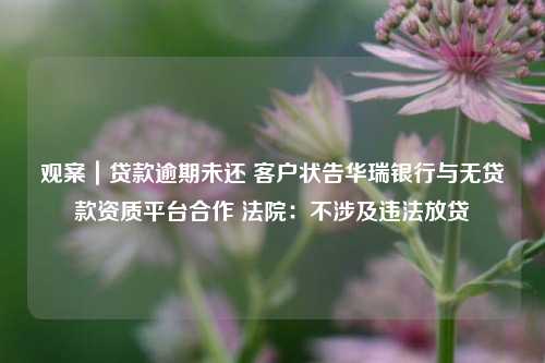 观案｜贷款逾期未还 客户状告华瑞银行与无贷款资质平台合作 法院：不涉及违法放贷 贷款逾期 华瑞银行 银行 行业新闻 第1张