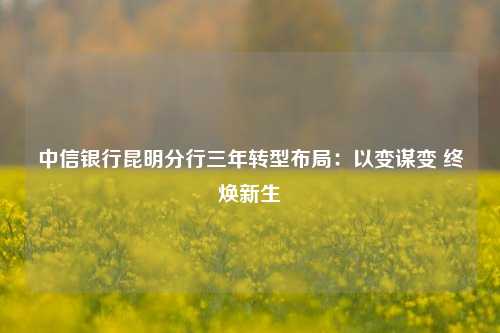 中信银行昆明分行三年转型布局：以变谋变 终焕新生 金融 中信集团 中信银行 行业新闻 第1张