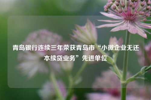 青岛银行连续三年荣获青岛市“小微企业无还本续贷业务”先进单位 小微金融 银行 青岛银行 行业新闻 第1张