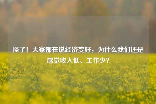 怪了！大家都在说经济变好，为什么我们还是感觉收入低、工作少？ 经济学 宏观经济 经济 行业新闻 第1张