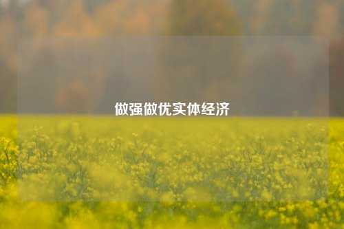 做强做优实体经济 经济 实体经济 行业新闻 第1张