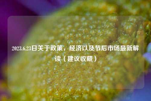 2023.6.23日关于政策，经济以及节后市场最新解读（建议收藏） 投资 经济 行业新闻 第1张