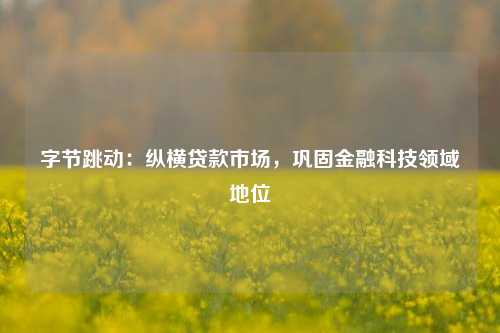 字节跳动：纵横贷款市场，巩固金融科技领域地位 科技 金融科技 金融 行业新闻 第1张
