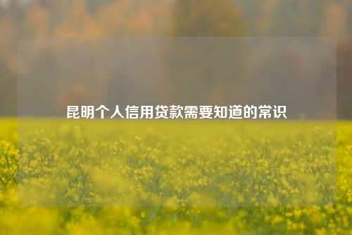 昆明个人信用贷款需要知道的常识 信用贷款 个人信用贷款 个人信用 行业新闻 第1张