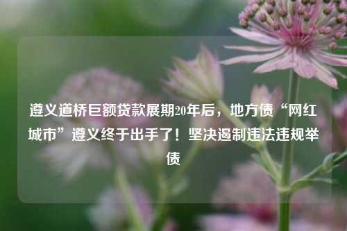 遵义道桥巨额贷款展期20年后，地方债“网红城市”遵义终于出手了！坚决遏制违法违规举债 城投债 贵州遵义 政府债务 行业新闻 第1张