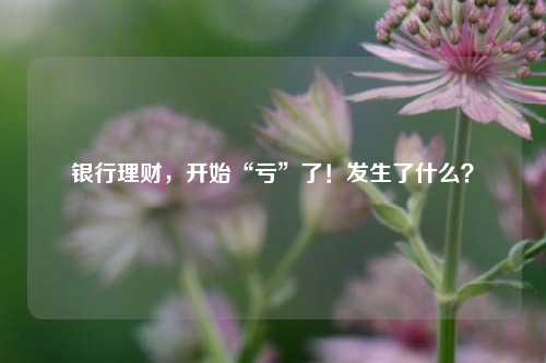 银行理财，开始“亏”了！发生了什么？ 理财 银行理财 银行 行业新闻 第1张