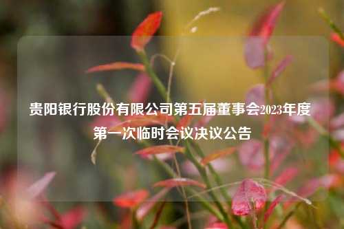 贵阳银行股份有限公司第五届董事会2023年度 第一次临时会议决议公告 银行 董事会 贵阳银行 行业新闻 第1张