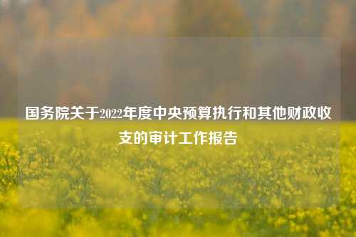 国务院关于2022年度中央预算执行和其他财政收支的审计工作报告 资金预算 预算执行 投资 行业新闻 第1张