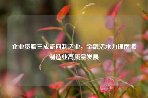 企业贷款三成流向制造业，金融活水力撑南海制造业高质量发展 实体经济 企业贷款 金融 行业新闻 第1张