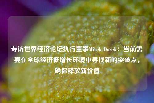专访世界经济论坛执行董事Mirek Dusek：当前需要在全球经济低增长环境中寻找新的突破点，确保释放新价值 经济 世界经济论坛 世界经济 行业新闻 第1张
