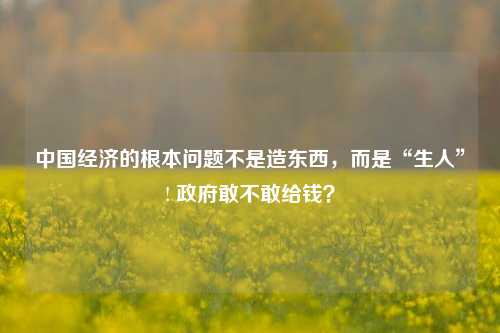 中国经济的根本问题不是造东西，而是“生人”! 政府敢不敢给钱？ 人口问题 资产负债表 经济 行业新闻 第1张