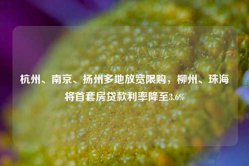 杭州、南京、扬州多地放宽限购，柳州、珠海将首套房贷款利率降至3.6% 南京限购 首套房 银行贷款利率 行业新闻 第1张