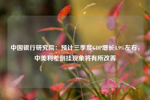中国银行研究院：预计三季度GDP增长4.9%左右，中美利差倒挂现象将有所改善 消费投资 银行 投资 行业新闻 第1张