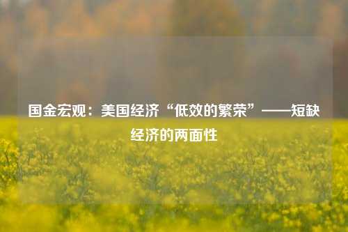 国金宏观：美国经济“低效的繁荣”——短缺经济的两面性 美国加息 负增长 劳动生产率 行业新闻 第1张