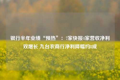 银行半年业绩“预热”：7家快报4家营收净利双增长 九台农商行净利降幅约8成 常熟银行 银行 江苏银行 行业新闻 第1张