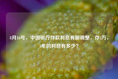 8月16号，中国银行存款利息有新调整，存3万，1年的利息有多少？ 定期存款 中行 银行 行业新闻 第1张