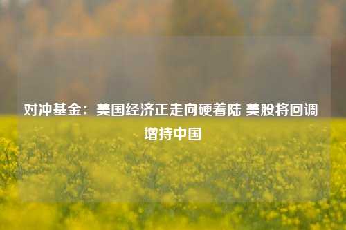 对冲基金：美国经济正走向硬着陆 美股将回调 增持中国 对冲基金 经济硬着陆 美股 行业新闻 第1张
