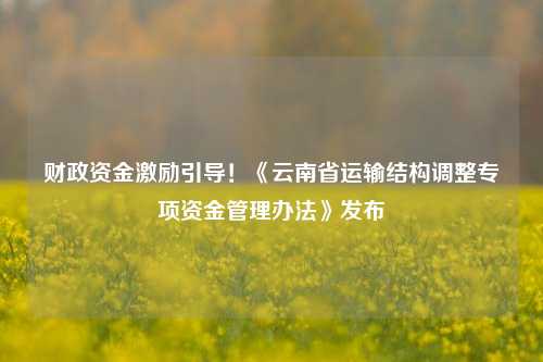 财政资金激励引导！《云南省运输结构调整专项资金管理办法》发布 交通 中国铁路 托运人 行业新闻 第1张