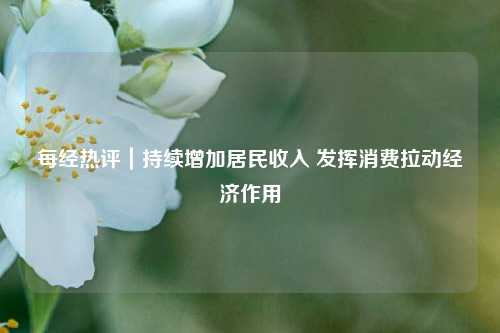 每经热评｜持续增加居民收入 发挥消费拉动经济作用 国内宏观 经济 居民收入 行业新闻 第1张
