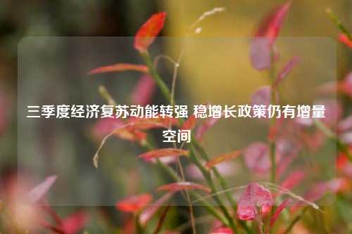 三季度经济复苏动能转强 稳增长政策仍有增量空间 国内宏观 经济 稳增长 行业新闻 第1张