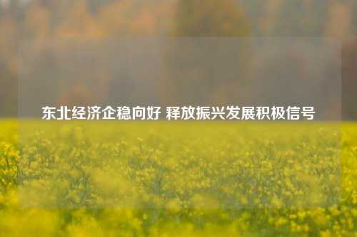 东北经济企稳向好 释放振兴发展积极信号 沈阳经济 东北经济 新能源汽车 行业新闻 第1张