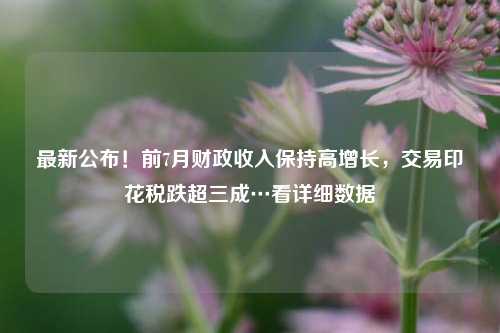 最新公布！前7月财政收入保持高增长，交易印花税跌超三成…看详细数据 印花税 国内宏观 证券交易印花税 行业新闻 第1张