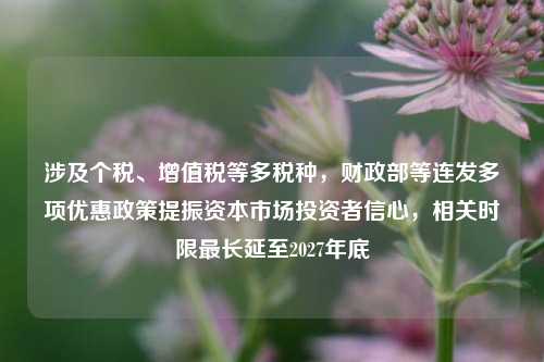 涉及个税、增值税等多税种，财政部等连发多项优惠政策提振资本市场投资者信心，相关时限最长延至2027年底 个税 投资 资本市场 行业新闻 第1张