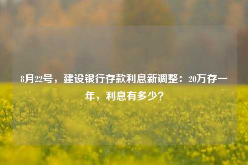 8月22号，建设银行存款利息新调整：20万存一年，利息有多少？ 大额存单利率 定期存款 中国建设银行 行业新闻 第1张