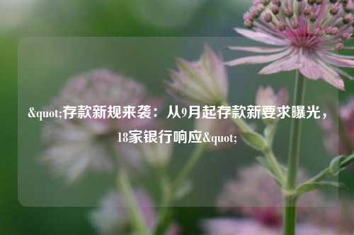 "存款新规来袭：从9月起存款新要求曝光，18家银行响应" 银行 金融 贫困地区 行业新闻 第1张
