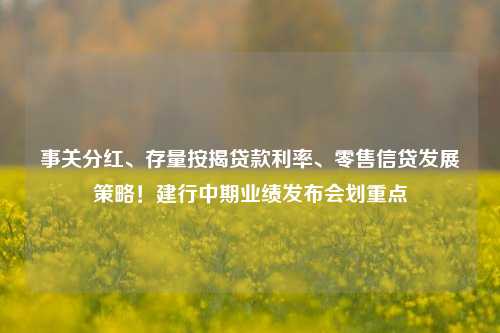 事关分红、存量按揭贷款利率、零售信贷发展策略！建行中期业绩发布会划重点 建设银行信用卡 信贷业务 中国建设银行 行业新闻 第1张