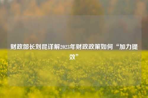 财政部长刘昆详解2023年财政政策如何“加力提效” 宏观经济 财政政策工具 国内宏观 行业新闻 第1张