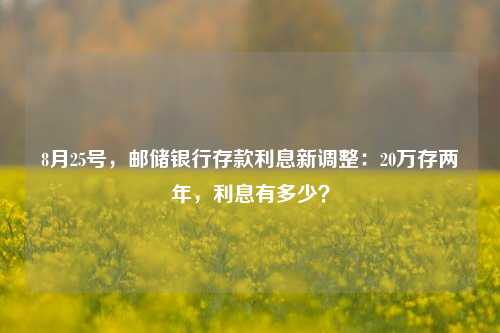 8月25号，邮储银行存款利息新调整：20万存两年，利息有多少？ 大额存单利率 邮储银行 银行 行业新闻 第1张