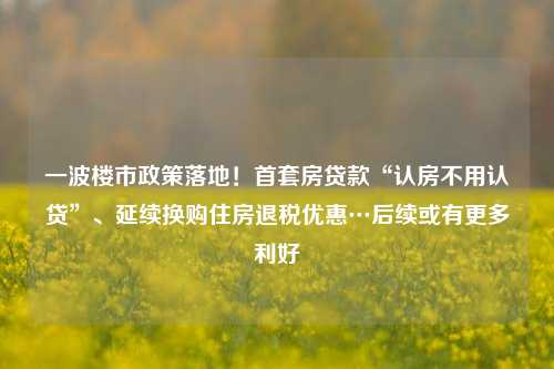一波楼市政策落地！首套房贷款“认房不用认贷”、延续换购住房退税优惠…后续或有更多利好 国内宏观 楼市政策 首套房 行业新闻 第1张