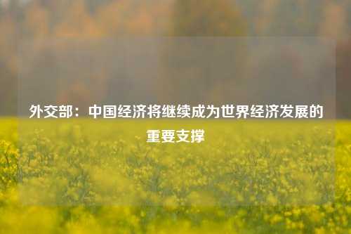 外交部：中国经济将继续成为世界经济发展的重要支撑 宏观经济 世界经济 经济 行业新闻 第1张