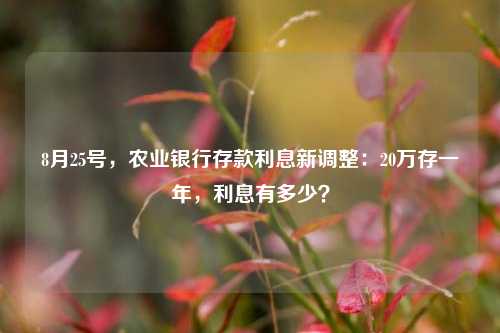 8月25号，农业银行存款利息新调整：20万存一年，利息有多少？ 大额存单利率 银行 农业银行 行业新闻 第1张
