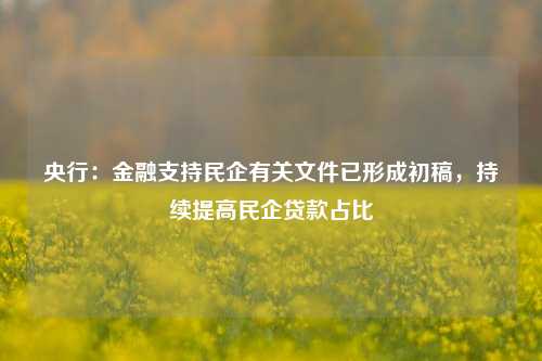 央行：金融支持民企有关文件已形成初稿，持续提高民企贷款占比 银行 金融 行业新闻 第1张