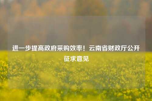 进一步提高政府采购效率！云南省财政厅公开征求意见 国内宏观 政府采购合同 政府采购代理机构 行业新闻 第1张