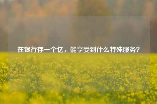 在银行存一个亿，能享受到什么特殊服务？ 银行 行业新闻 第1张