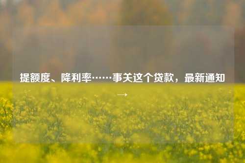 提额度、降利率……事关这个贷款，最新通知→ 研究生 国家助学贷款 行业新闻 第1张