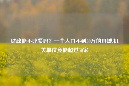 财政能不吃紧吗？一个人口不到30万的县城,机关单位竟能超过50家 经济 行业新闻 第1张