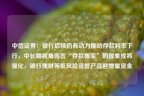 中信证券：银行后续仍有动力推动存款利率下行，中长期视角而言“存款搬家”的现象或将强化，银行理财等低风险资管产品迎增量资金 利率 存款利率 银行 行业新闻 第1张