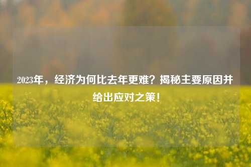 2023年，经济为何比去年更难？揭秘主要原因并给出应对之策！ 银行 利率 经济 行业新闻 第1张