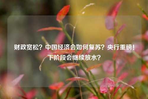 财政宽松？中国经济会如何复苏？央行重磅！下阶段会继续放水？ 银行 宏观经济 经济 行业新闻 第1张